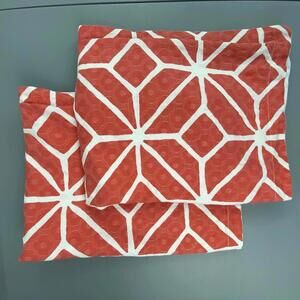 Trina Turk Coral & White Chic Geometric Decorative Pillow Covers - Set of 2
